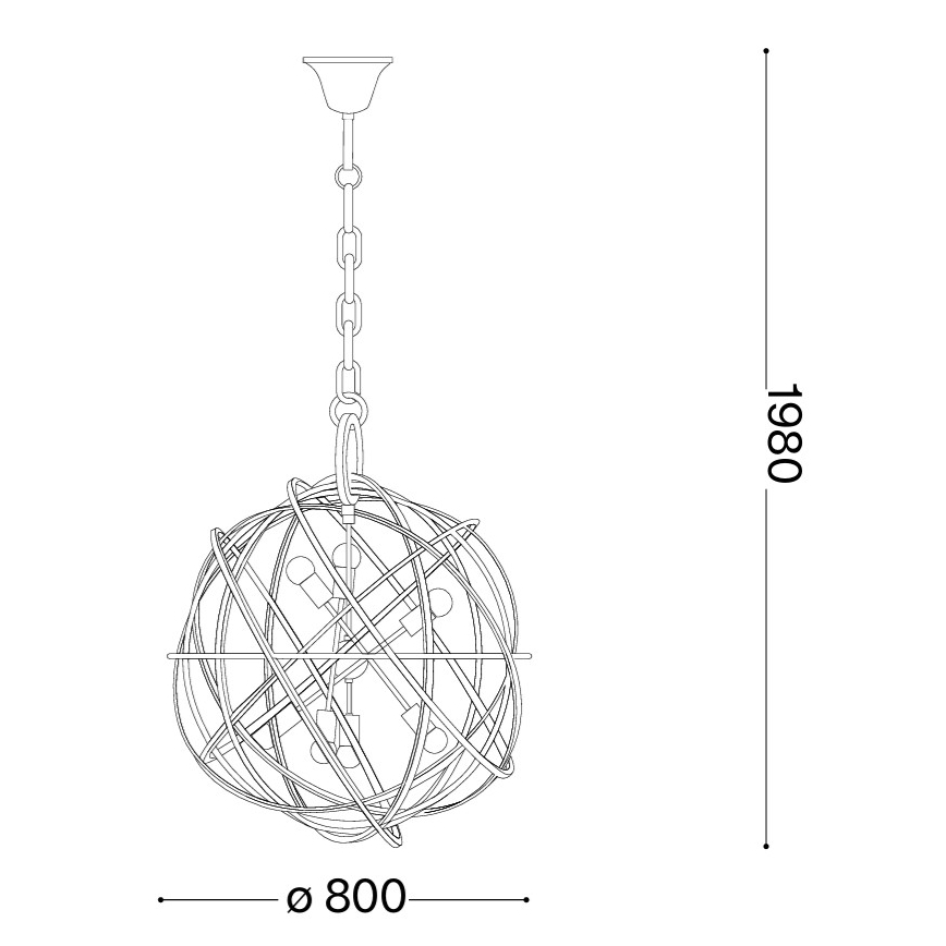 Ideal Lux - Lustra ar ķēdi KONSE 7xE27/60W/230V Ø 80 cm zelta krāsā