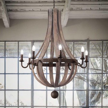 Ideal Lux - Lustra ar ķēdi MILLENNIUM 8xE14/40W/230V d. 92 cm Bērzs/brūna