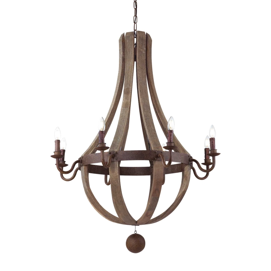 Ideal Lux - Lustra ar ķēdi MILLENNIUM 8xE14/40W/230V d. 92 cm Bērzs/brūna
