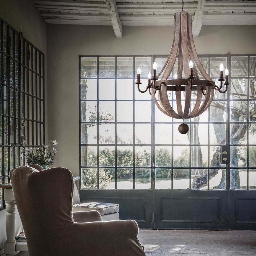 Ideal Lux - Lustra ar ķēdi MILLENNIUM 8xE14/40W/230V d. 92 cm Bērzs/brūna