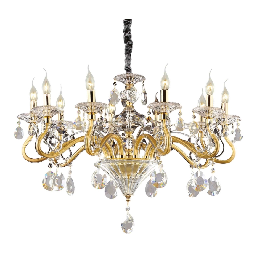 Ideal Lux - Kristāla lustra ar ķēdi NEGRESCO 10xE14/28W/230V d. 85 cm zelta