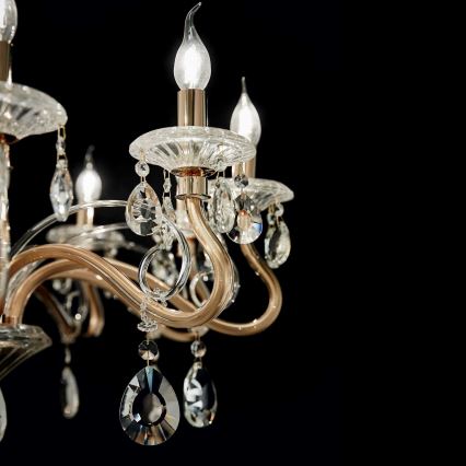 Ideal Lux - Kristāla lustra ar ķēdi NEGRESCO 10xE14/28W/230V d. 85 cm zelta