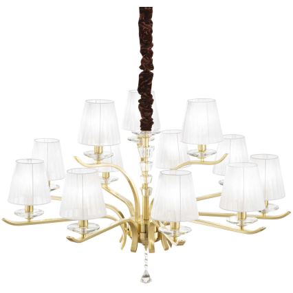 Ideal Lux - Kristāla lustra ar ķēdi PEGASO 12xE14/28W/230V d. 102 cm zelta