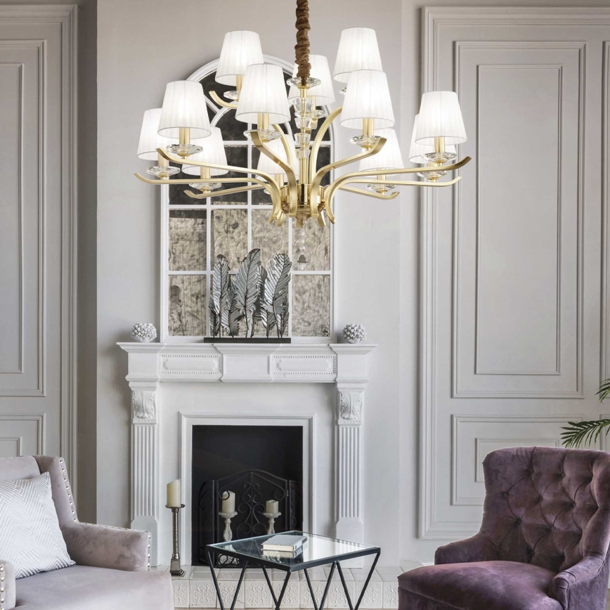 Ideal Lux - Kristāla lustra ar ķēdi PEGASO 12xE14/28W/230V d. 102 cm zelta