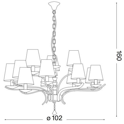 Ideal Lux - Kristāla lustra ar ķēdi PEGASO 12xE14/28W/230V d. 102 cm zelta