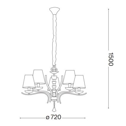 Ideal Lux - Kristāla lustra ar ķēdi PEGASO 5xE14/28W/230V d. 72 cm zelta