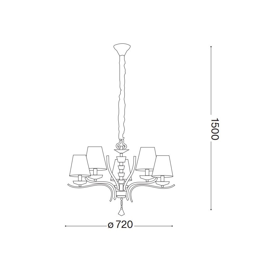 Ideal Lux - Kristāla lustra ar ķēdi PEGASO 5xE14/28W/230V d. 72 cm zelta