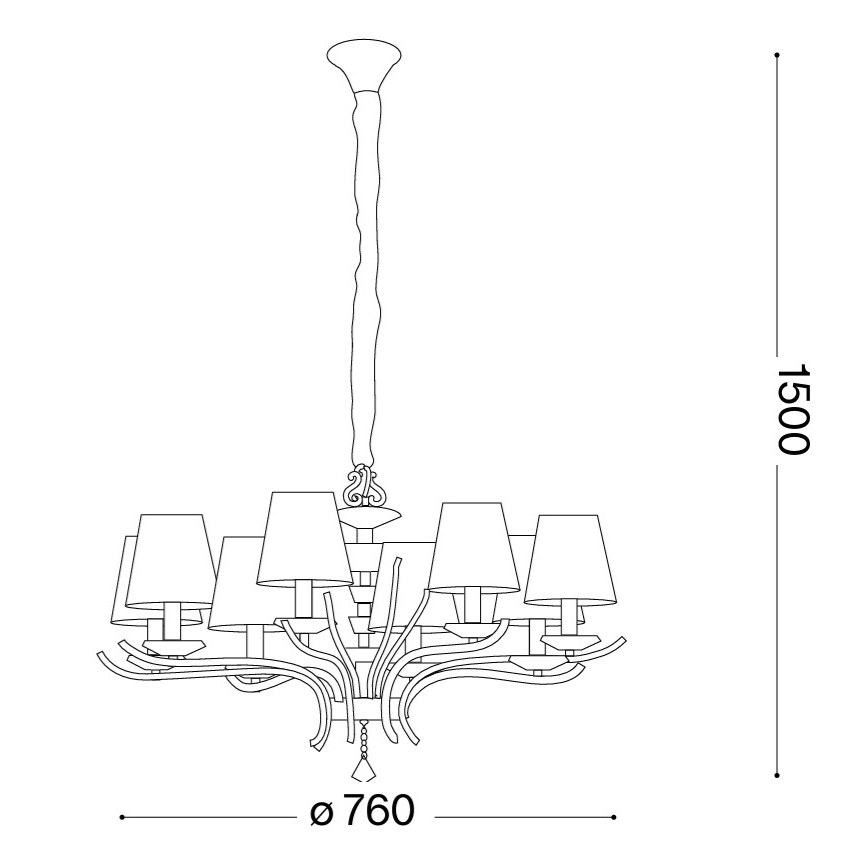 Ideal Lux - Kristāla lustra ar ķēdi PEGASO 8xE14/28W/230V d. 76 cm spīdīgi hromēts