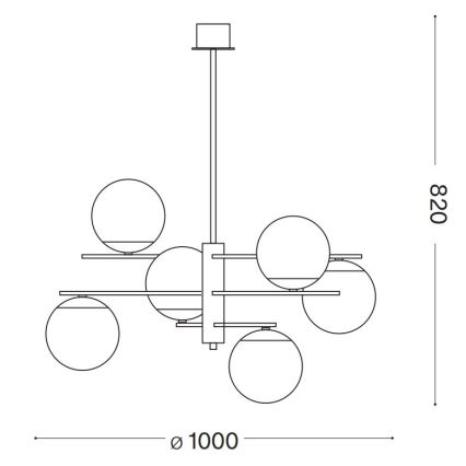 Ideal Lux - Lustra ar stieni GOURMET 6xE14/28W/230V d. 100 cm zelta