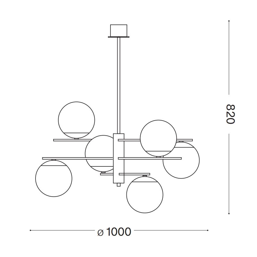 Ideal Lux - Lustra ar stieni GOURMET 6xE14/28W/230V d. 100 cm zelta
