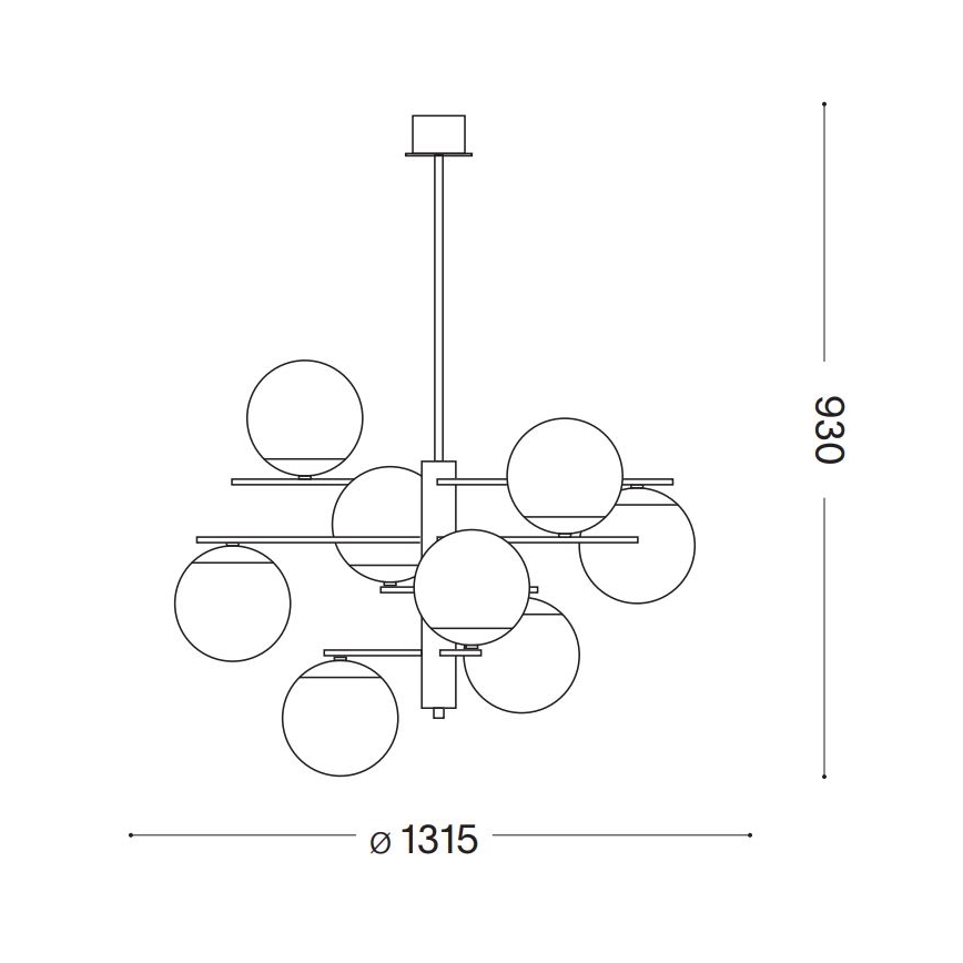 Ideal Lux - Lustra ar stieni GOURMET 9xE14/28W/230V d. 131,5 cm zelta
