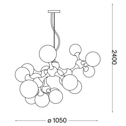 Ideal Lux - Lustra uz kabeļa NODI 15xE14/28W/230V Ø 105 cm misiņš/balts
