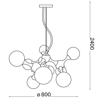 Ideal Lux - NODI pakaramā lustra uz troses, 9xE14/28W/230V, Ø 80 cm, spīdīgs hroms/balts