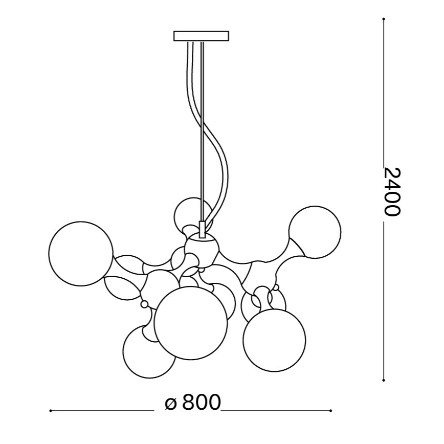 Ideal Lux - NODI pakaramā lustra uz troses, 9xE14/28W/230V, Ø 80 cm, spīdīgs hroms/balts