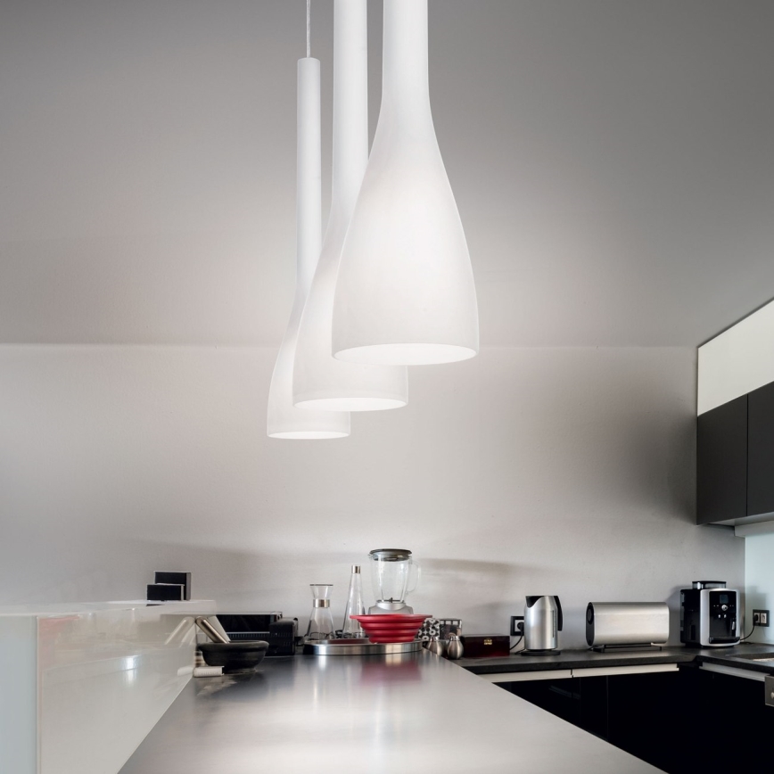 Ideal Lux - Pakaramā lampa uz vada FLUT 1xE14/40W/230V Ø 10,5 cm balta