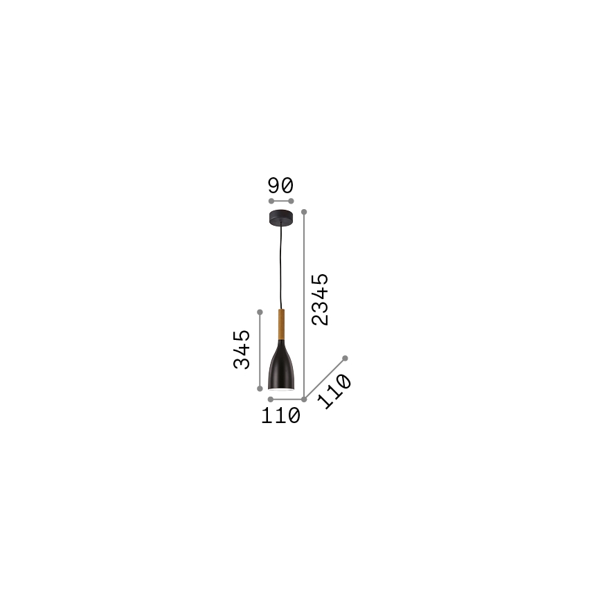 Ideal Lux - Pakaramā lustra ar vadu MANHATTAN 1xE14/40W/230V Ø 11 cm melna/buk