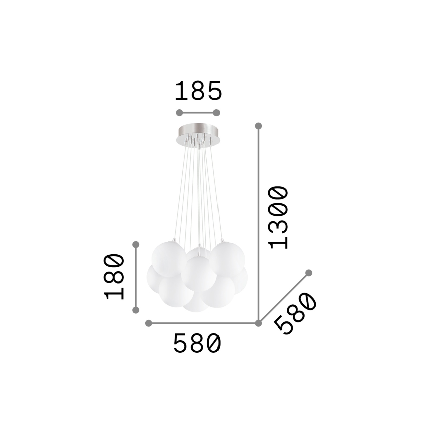 Ideal Lux - pakaramā lustra MAPA uz stieples, 11xE14/40W/230V, Ø 58 cm, balta