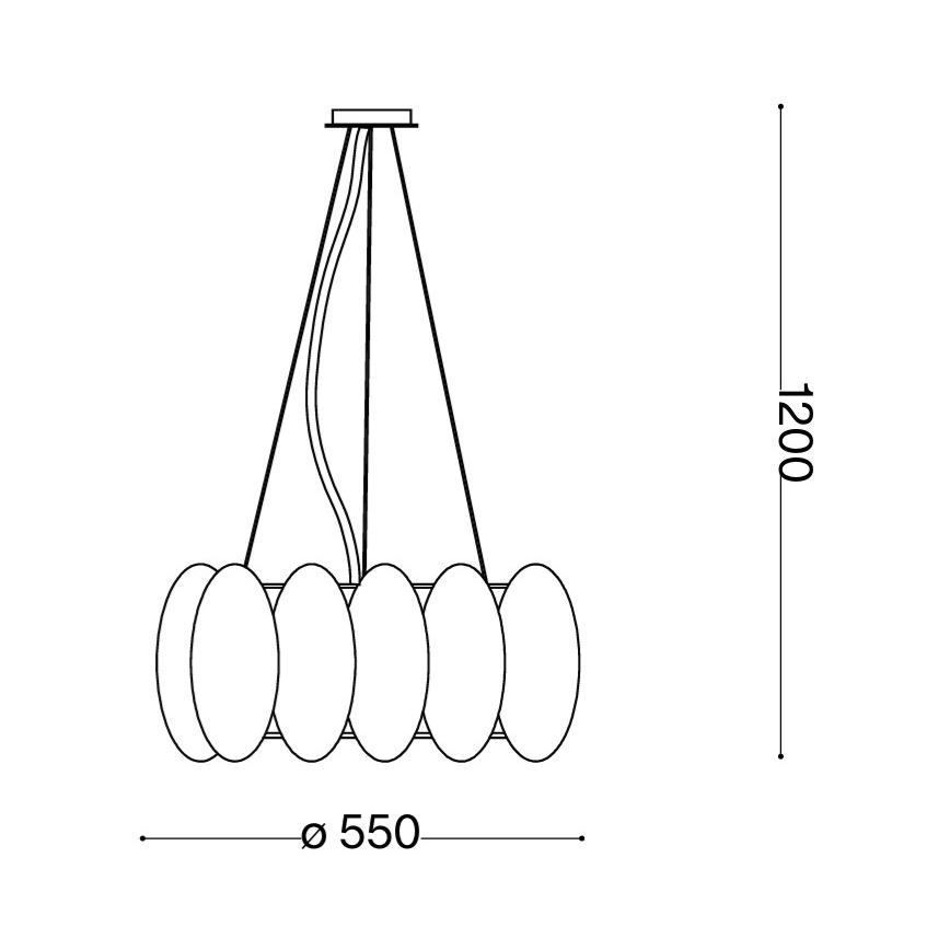 Ideal Lux - pakaramā lustra OVALINO 8xE27/60W/230V Ø 55 cm balta