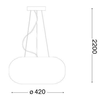 Ideal Lux - Piekaramā lampa ULISSE 3xE27/60W/230V Ø 42 cm balta