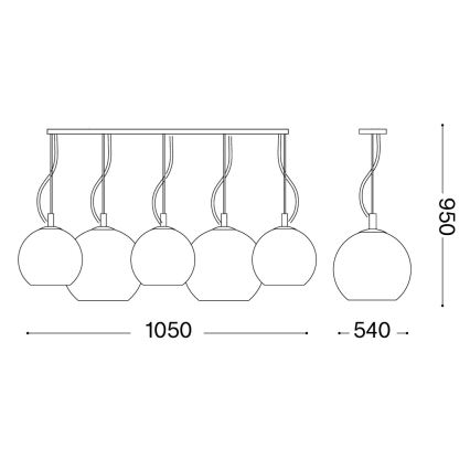Ideal Lux - Piekaramā lustra uz stieples NEMO PLUS 5xE27/42W/230V spīdīgs hroms/dūmakaini pelēka