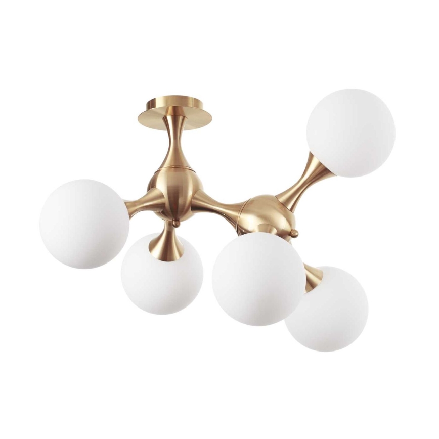Ideal Lux - Piestiprināma griestu lustra NODI 5xE14/28W/230V 50x55 cm misiņš/balts