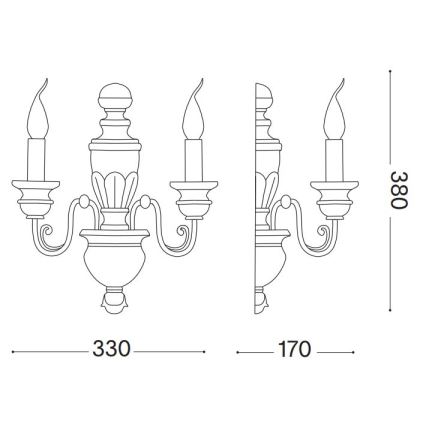 Ideal Lux - Sienas lampa FIRENZE 2xE14/40W/230V balta/zelta