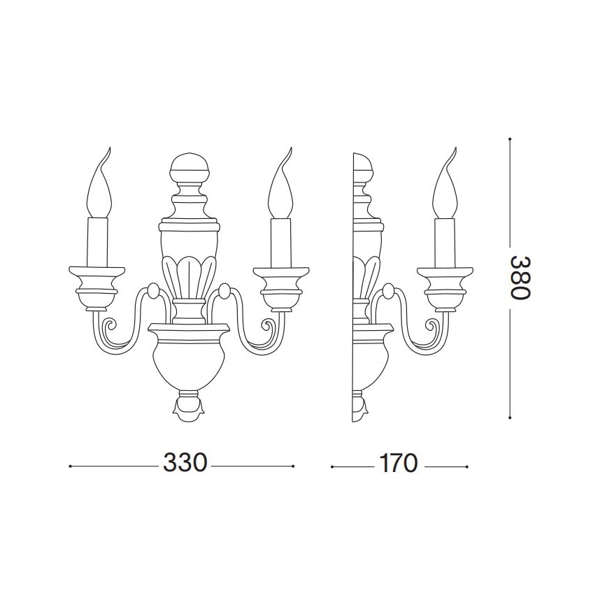 Ideal Lux - Sienas lampa FIRENZE 2xE14/40W/230V balta/zelta