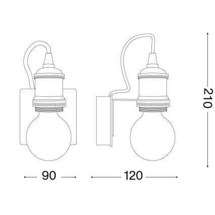 Ideal Lux - Sienas lampa FRIDA 1xE27/60W/230V varš