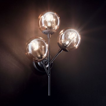 Ideal Lux - Sienas lampa KEPLER 3xE27/42W/230V melna/dūmakains