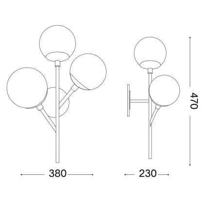 Ideal Lux - Sienas lampa KEPLER 3xE27/42W/230V melna/dūmakains