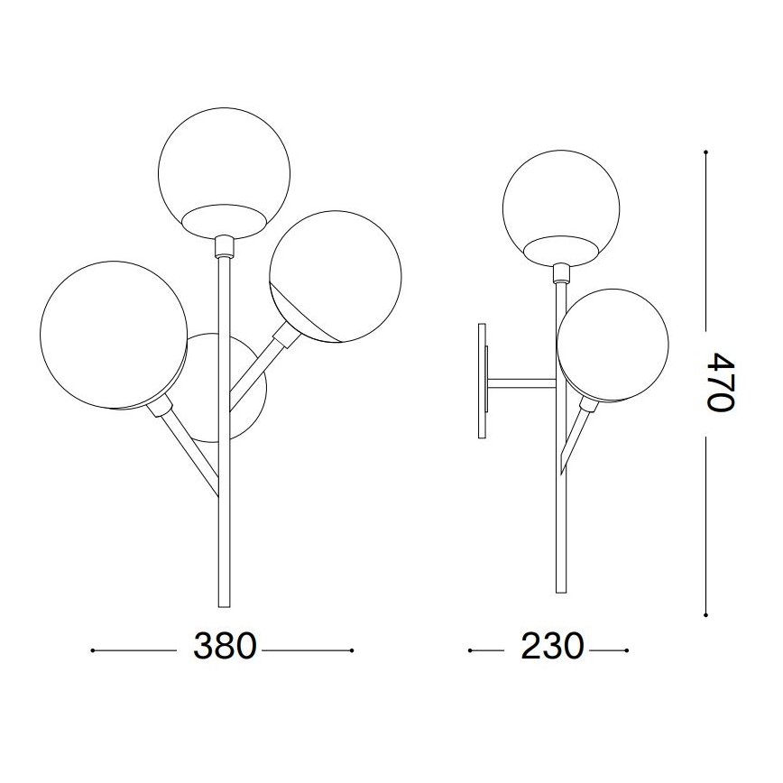 Ideal Lux - Sienas lampa KEPLER 3xE27/42W/230V melna/dūmakains