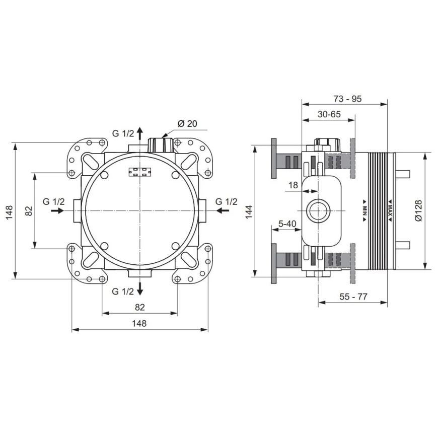 Ideal Standard A1000NU - Montāžas korpuss iebūvējamajiem jaucējkrāniem, zils