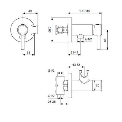 Ideal Standard A5809AA - Bideja jaucējkrāns iebūvei IDEALSPRAY, spīdīgs hroms