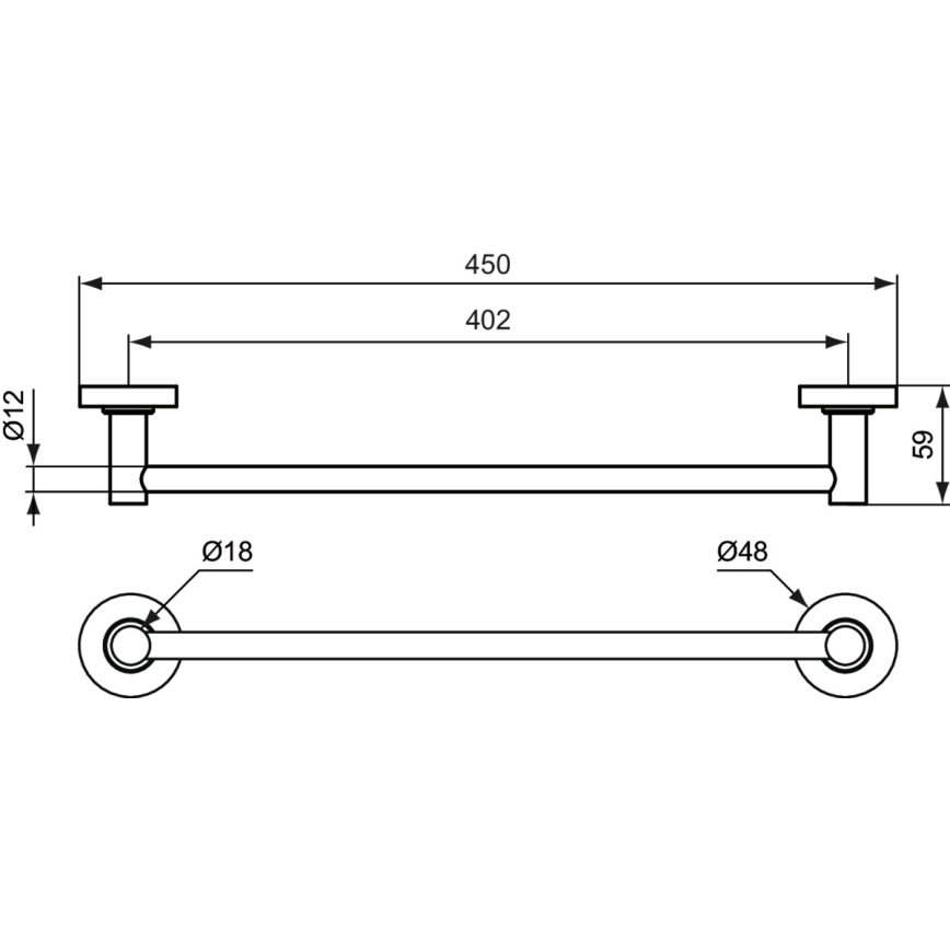 Ideal Standard A9117AA - Sienas dvieļu pakaramais IOM 45 cm spīdīgs hroms