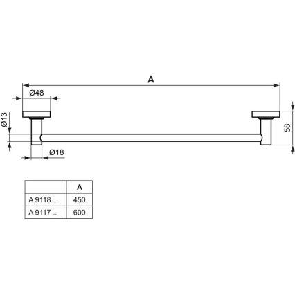 Ideal Standard A9117AA - Sienas dvieļu pakaramais IOM 60 cm, spīdīgs hroms