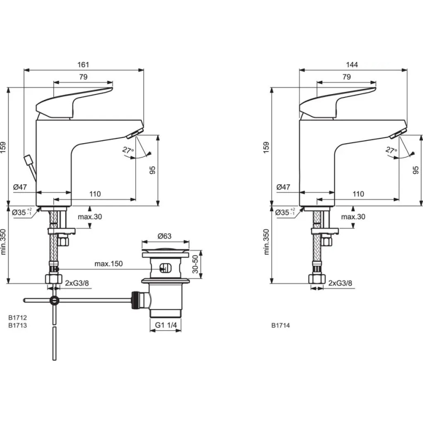 Ideal Standard B1714AA - Izlietnes jaucējkrāns CERAFLEX 15,9 cm spīdīgs hroms