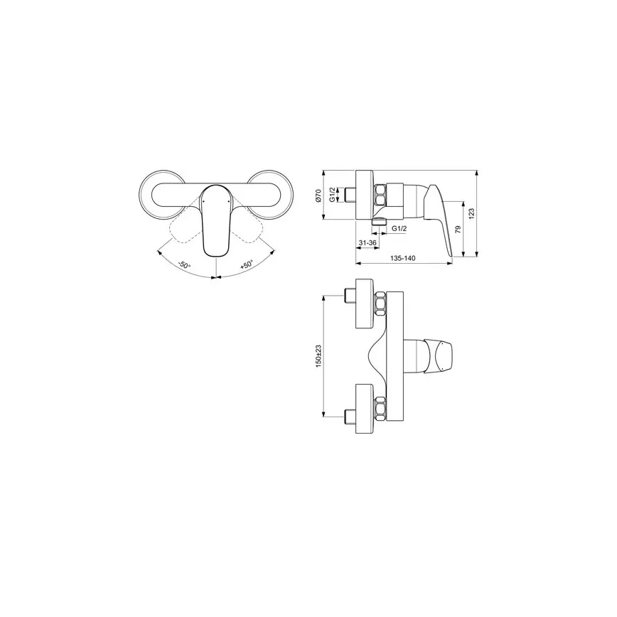 Ideal Standard B1720AA - Dušas maisītājs CERAFLEX spīdīga hroma apdare