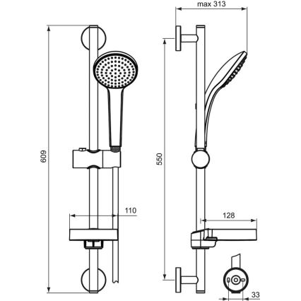 Ideal Standard B9412AA - IDEALRAIN dušas komplekts, spīdīga hroma apdare