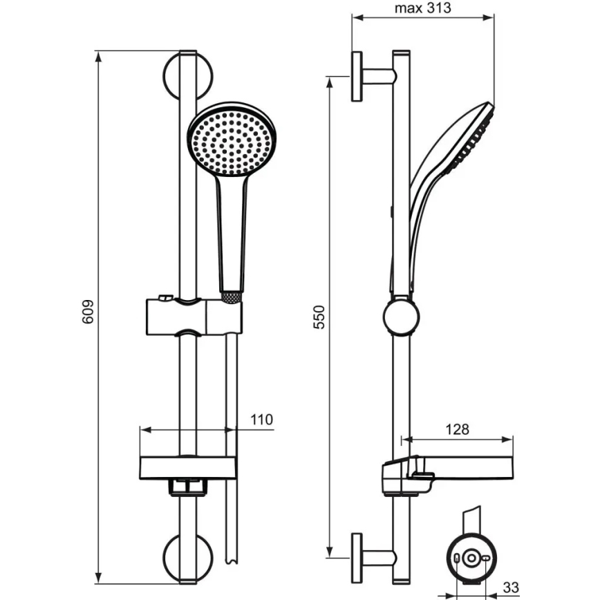 Ideal Standard B9412AA - IDEALRAIN dušas komplekts, spīdīga hroma apdare
