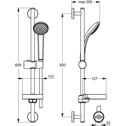 Ideal Standard B9501AA - IDEALRAIN dušas komplekts, spīdīgs hroms