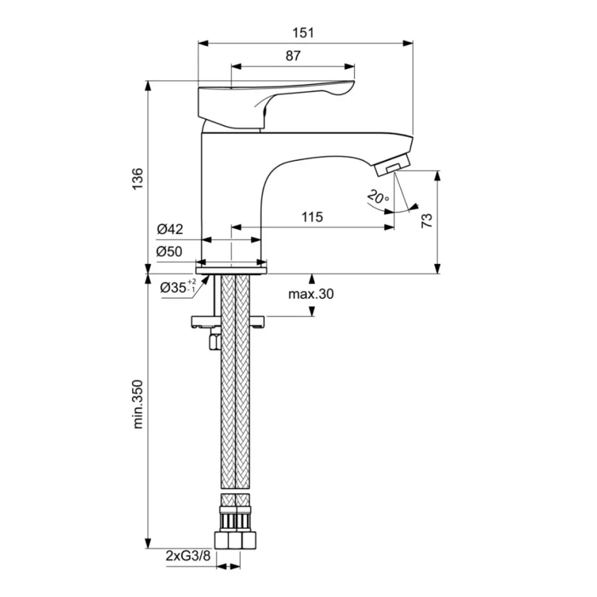 Ideal Standard BC552AA - Izlietnes jaucējkrāns ALPHA 13,6 cm spīdīgs hroms