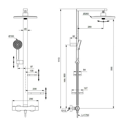 Ideal Standard BD583SI - Dušas komplekts ar termostatisko jaucējkrānu CERATHERM ALU+ matēts hroms
