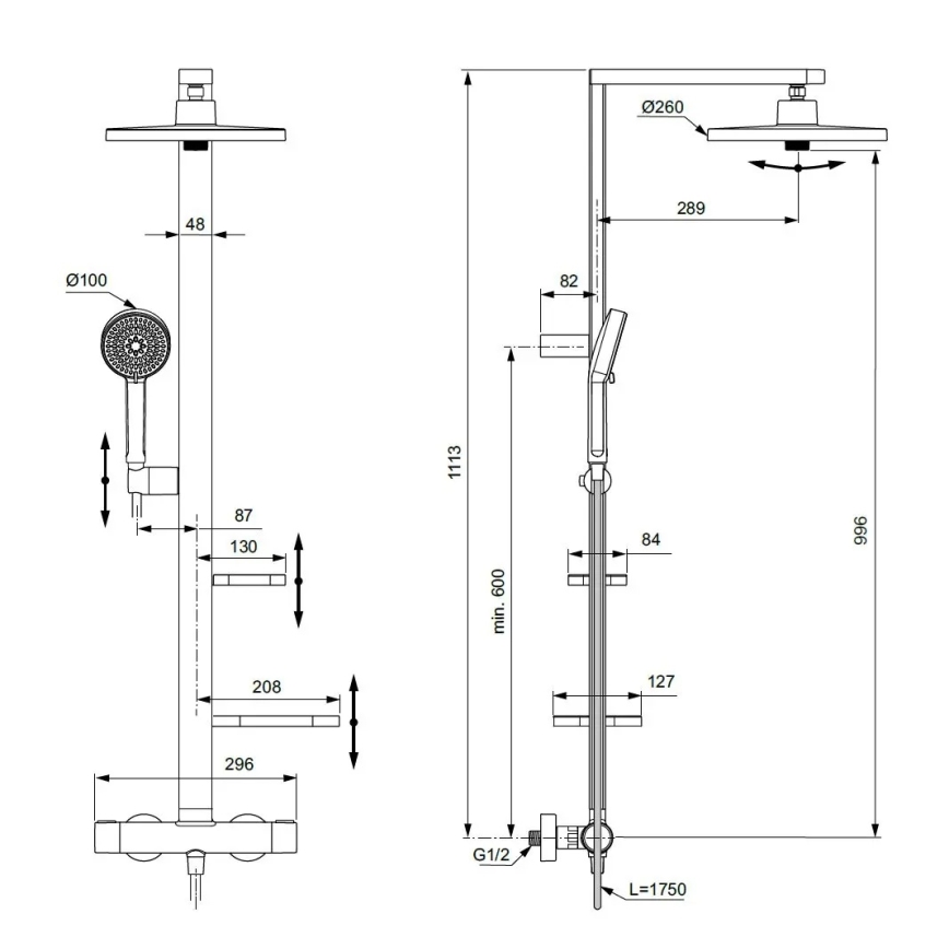 Ideal Standard BD583SI - Dušas komplekts ar termostatisko jaucējkrānu CERATHERM ALU+ matēts hroms