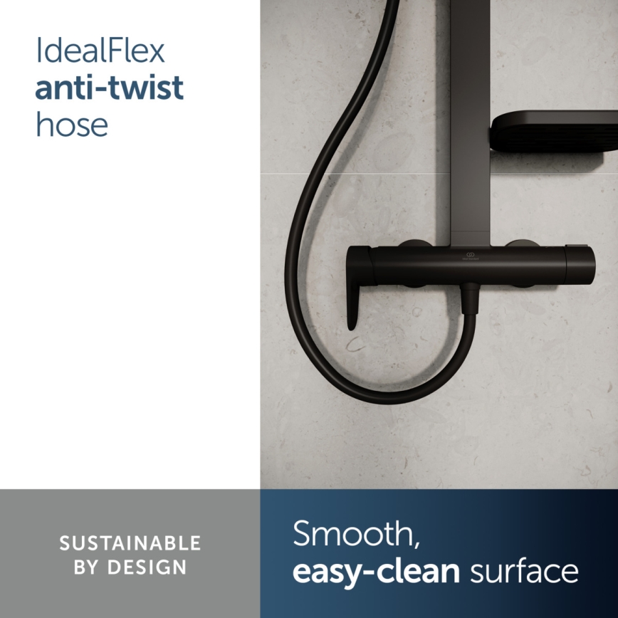 Ideal Standard BD584XG - Dušas komplekts ar jaucējkrānu CERAFLOW ALU+ matēts melns