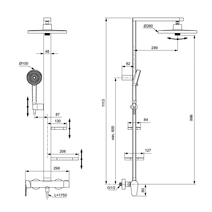 Ideal Standard BD584XG - Dušas komplekts ar jaucējkrānu CERAFLOW ALU+ matēts melns