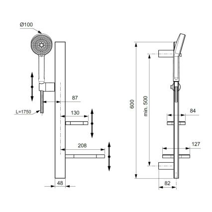 Ideal Standard BD586XG - Dušas komplekts IDEALRAIN ALU+ matēta melna apdare