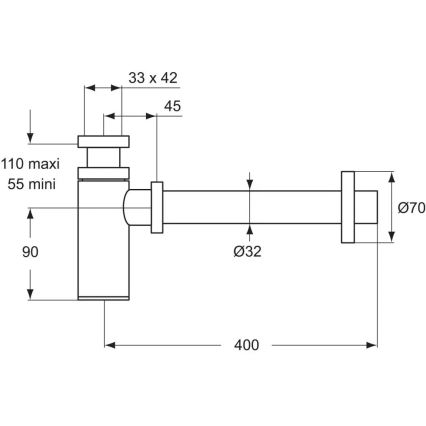 Ideal Standard D5859AA - Izlietnes sifons matēts hroms