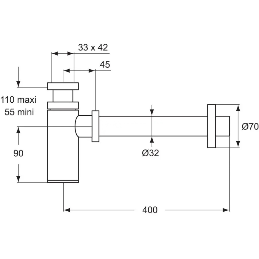 Ideal Standard D5859AA - Izlietnes sifons matēts hroms
