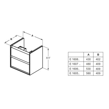 Ideal Standard E1606B2 - Vannas istabas skapītis zem izlietnes CONNECT AIR 53x40,9cm balts