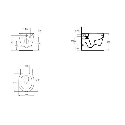 Ideal Standard E823201 - Sienas piestiprināms WC CONNECT keramika/balta